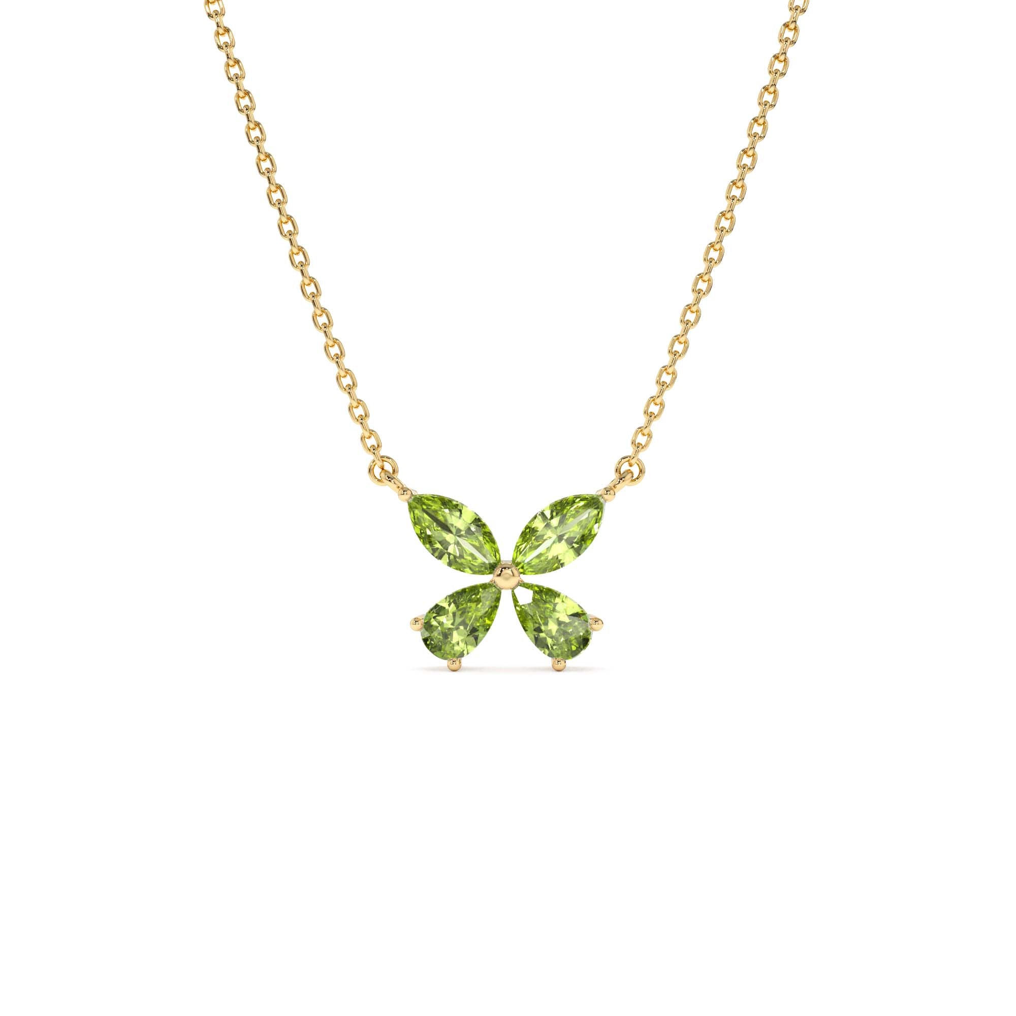 14K Gold Peridot Butterfly Necklace by Orlina Fine