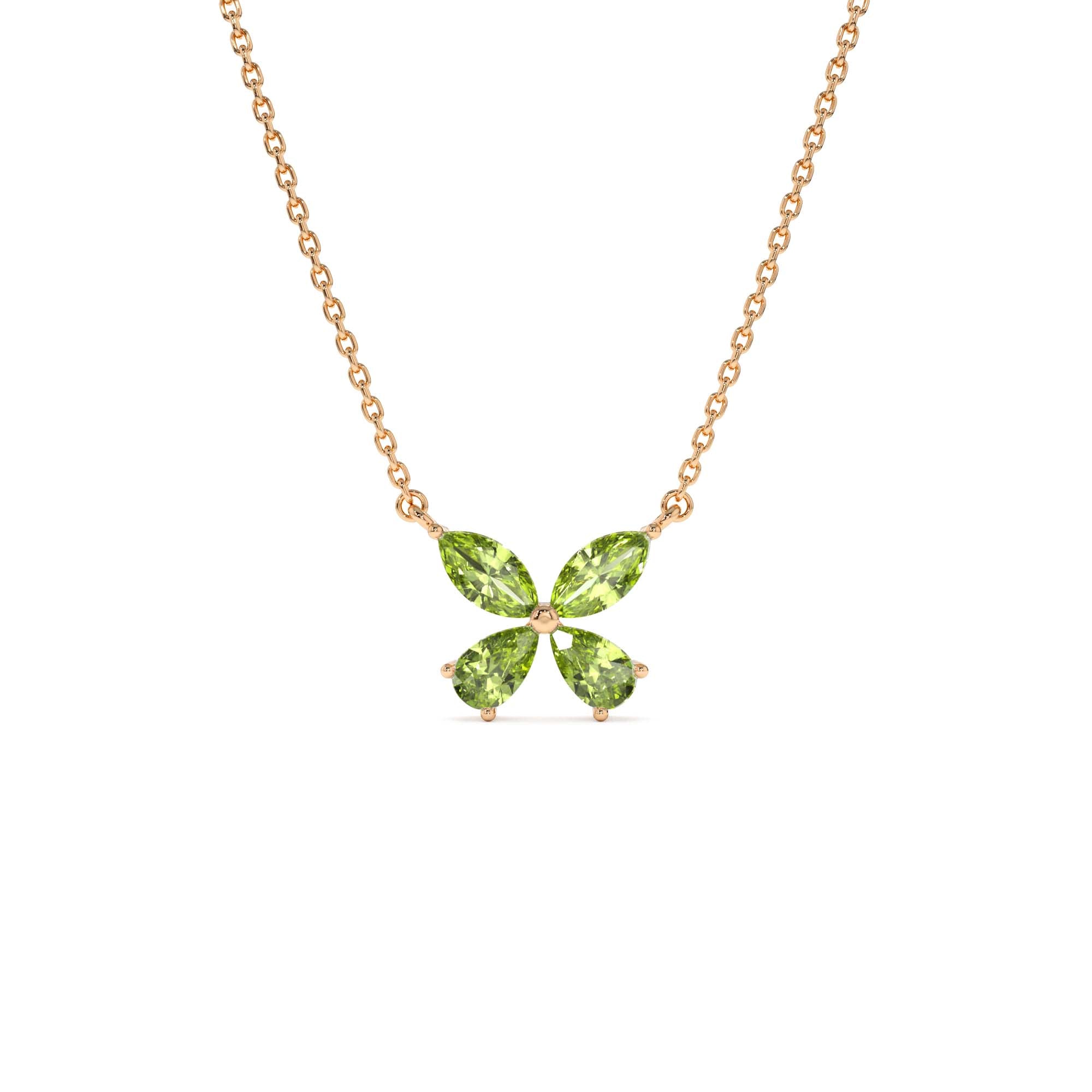 14K Gold Peridot Butterfly Necklace - view 2