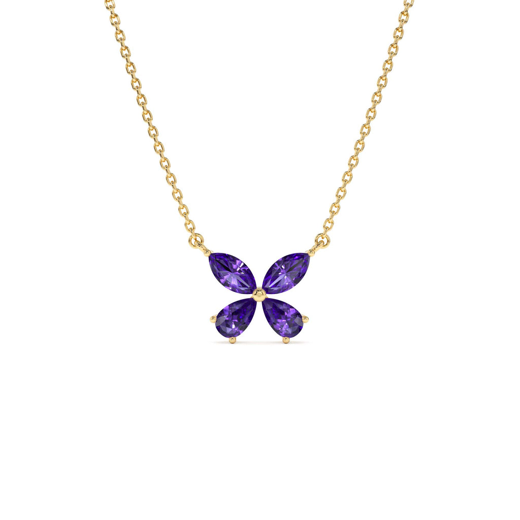 14K Gold Amethyst Butterfly Necklace by Orlina Fine