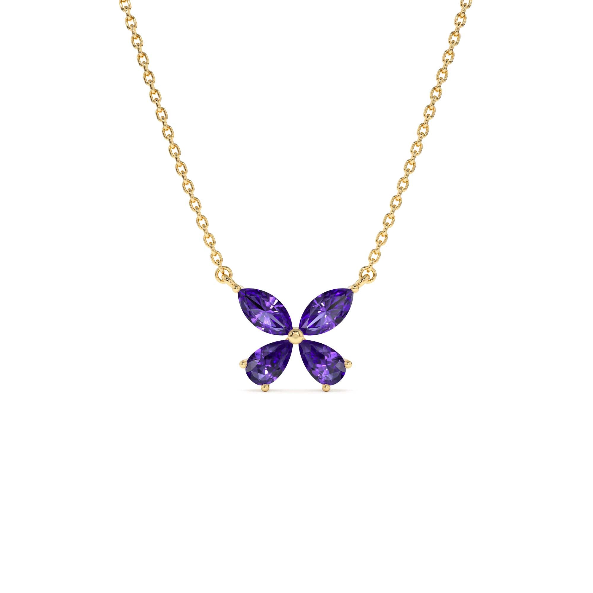 14K Gold Amethyst Butterfly Necklace by Orlina Fine