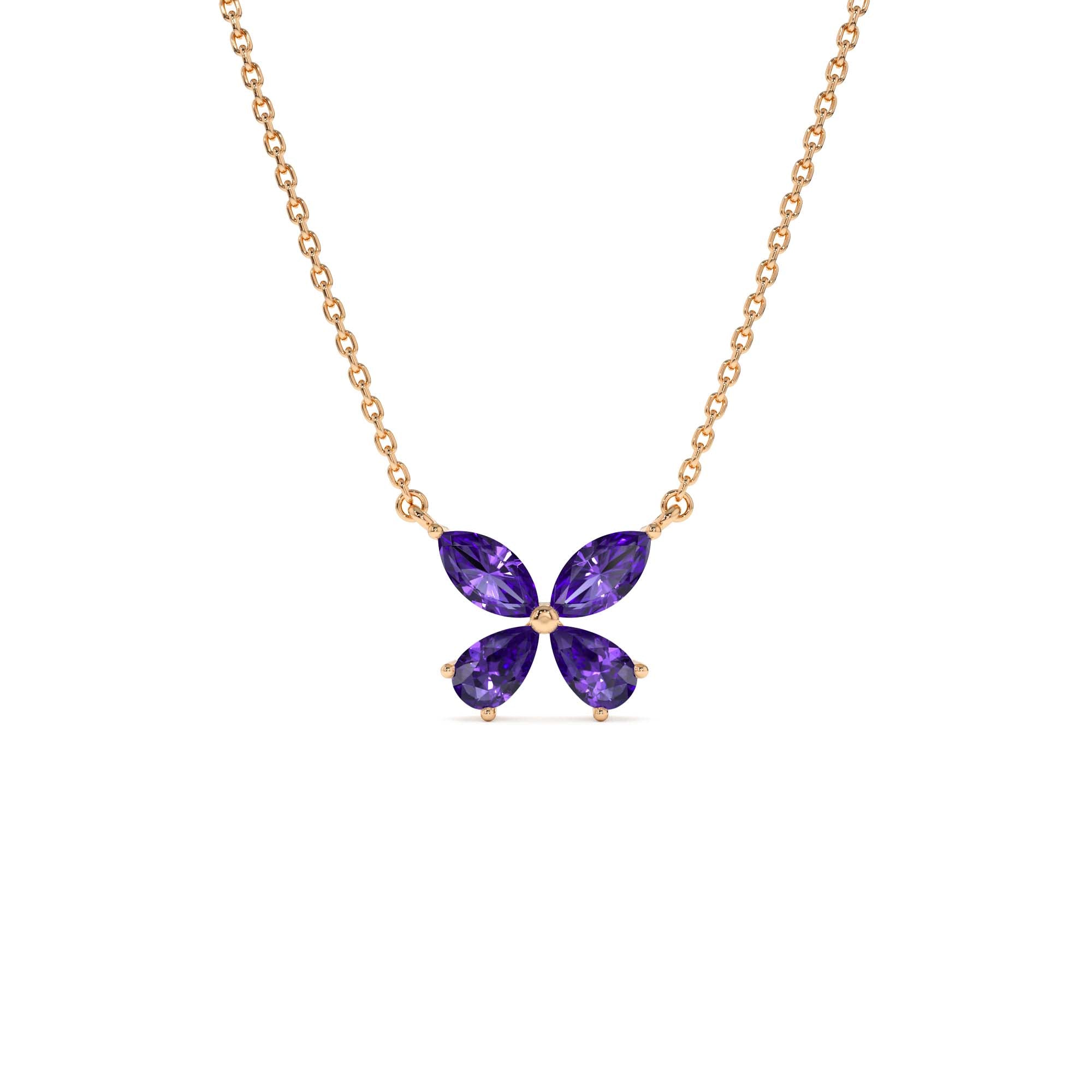 14K Gold Amethyst Butterfly Necklace - view 2