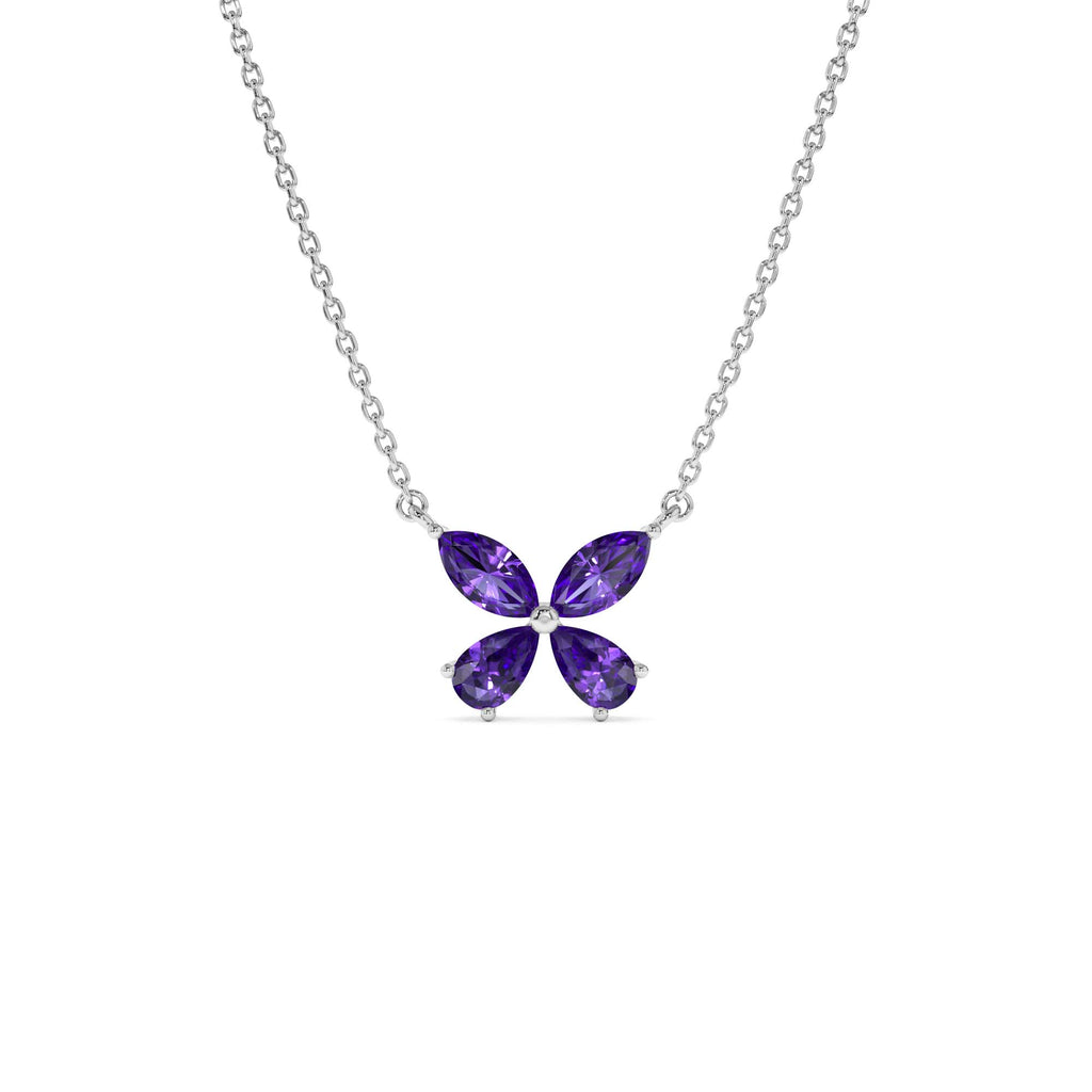 14K Gold Amethyst Butterfly Necklace - view 3