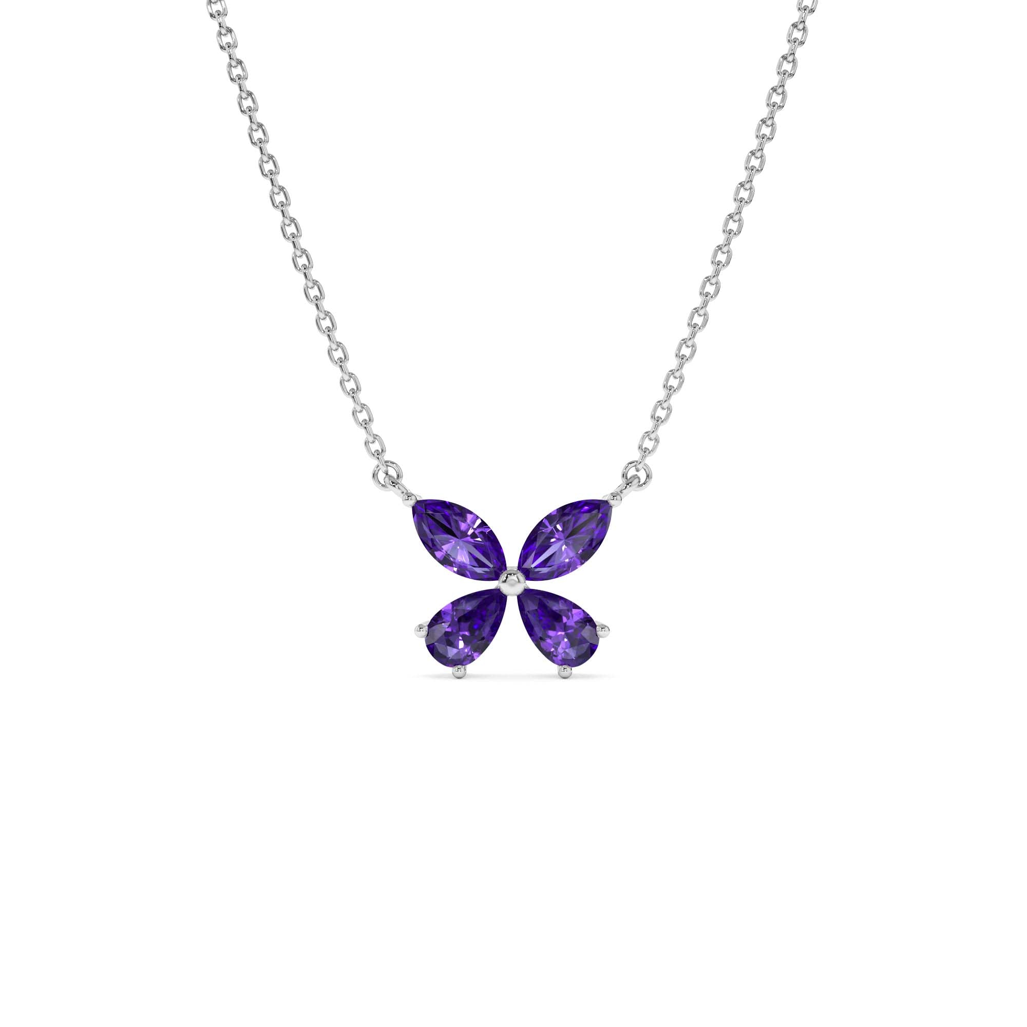14K Gold Amethyst Butterfly Necklace - view 3