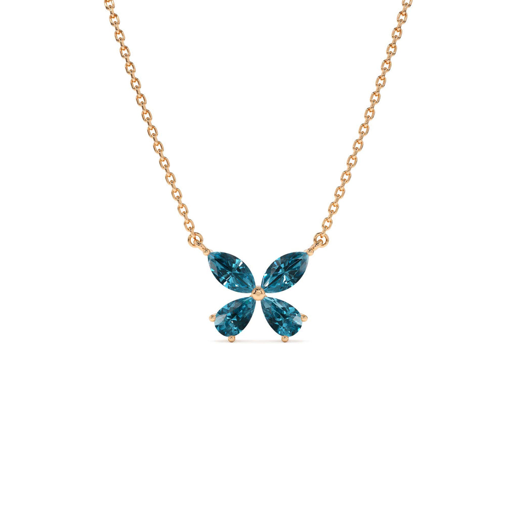 14K Gold London Blue Topaz Butterfly Necklace - view 2
