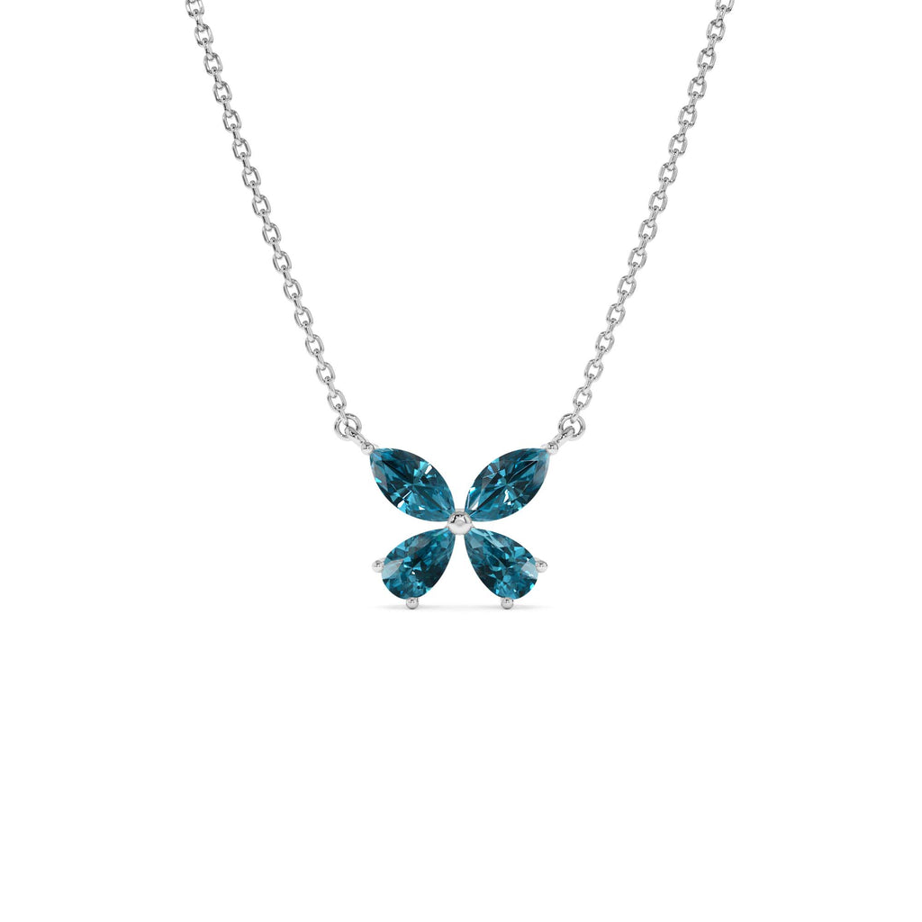 14K Gold London Blue Topaz Butterfly Necklace - view 3