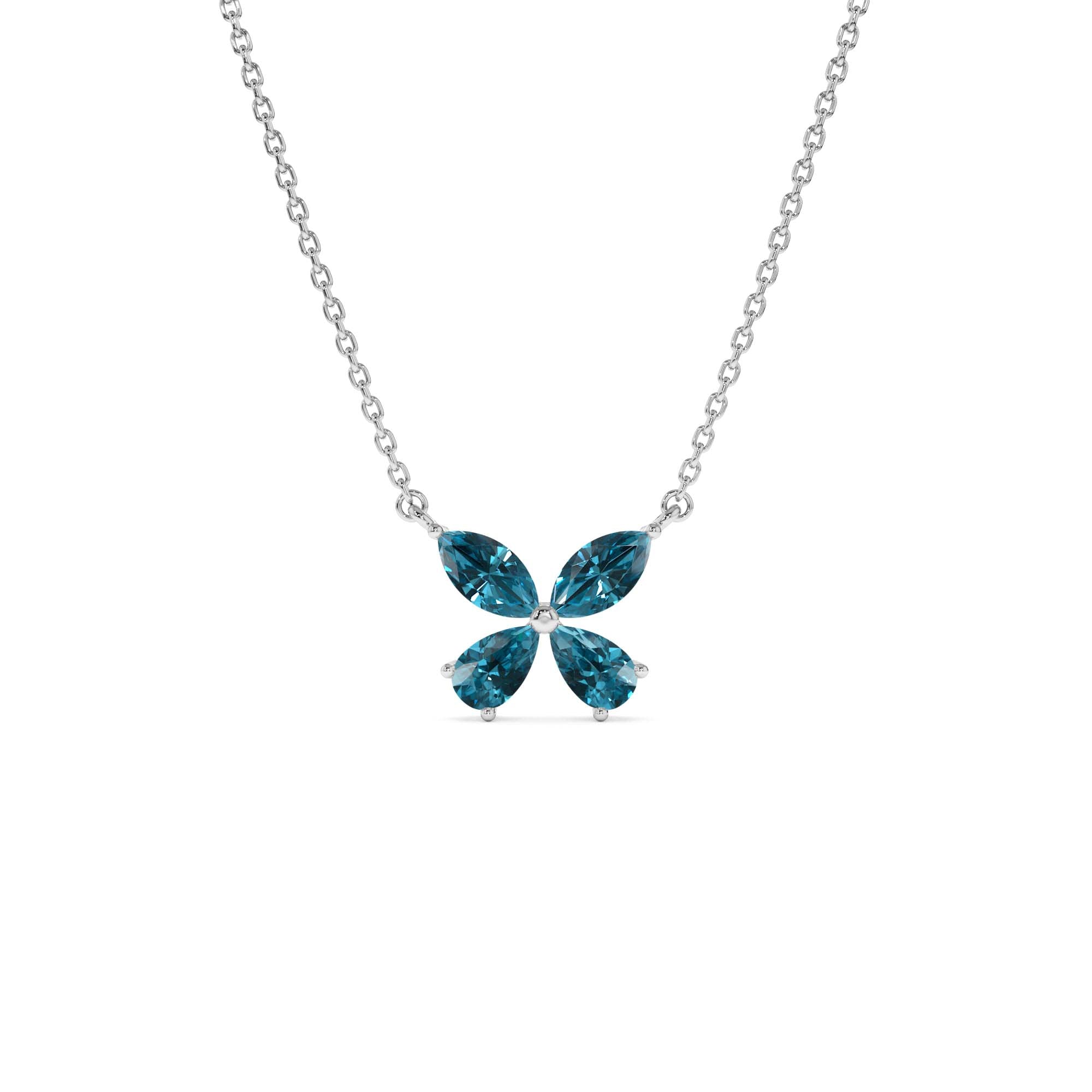 14K Gold London Blue Topaz Butterfly Necklace - view 3