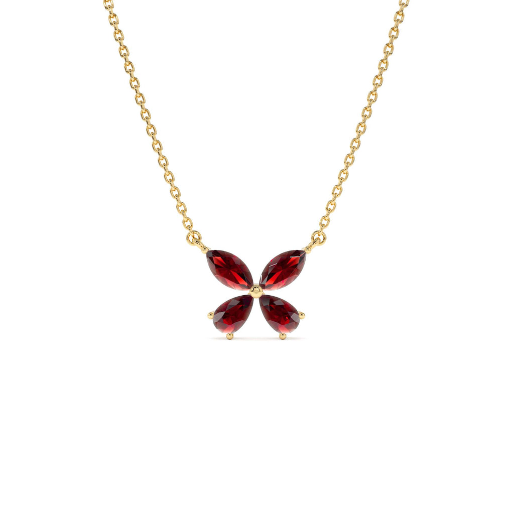 14K Gold Garnet Butterfly Necklace by Orlina Fine