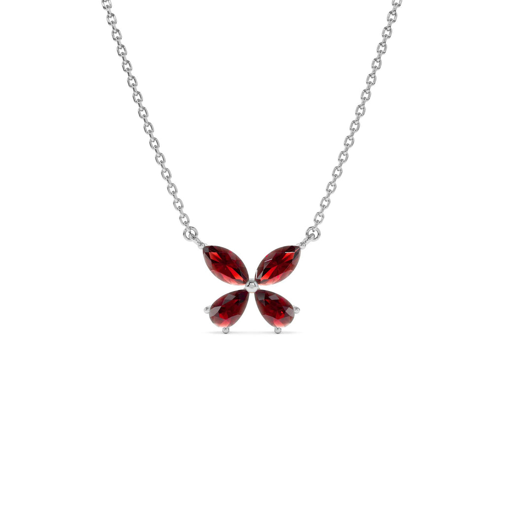 14K Gold Garnet Butterfly Necklace - view 2