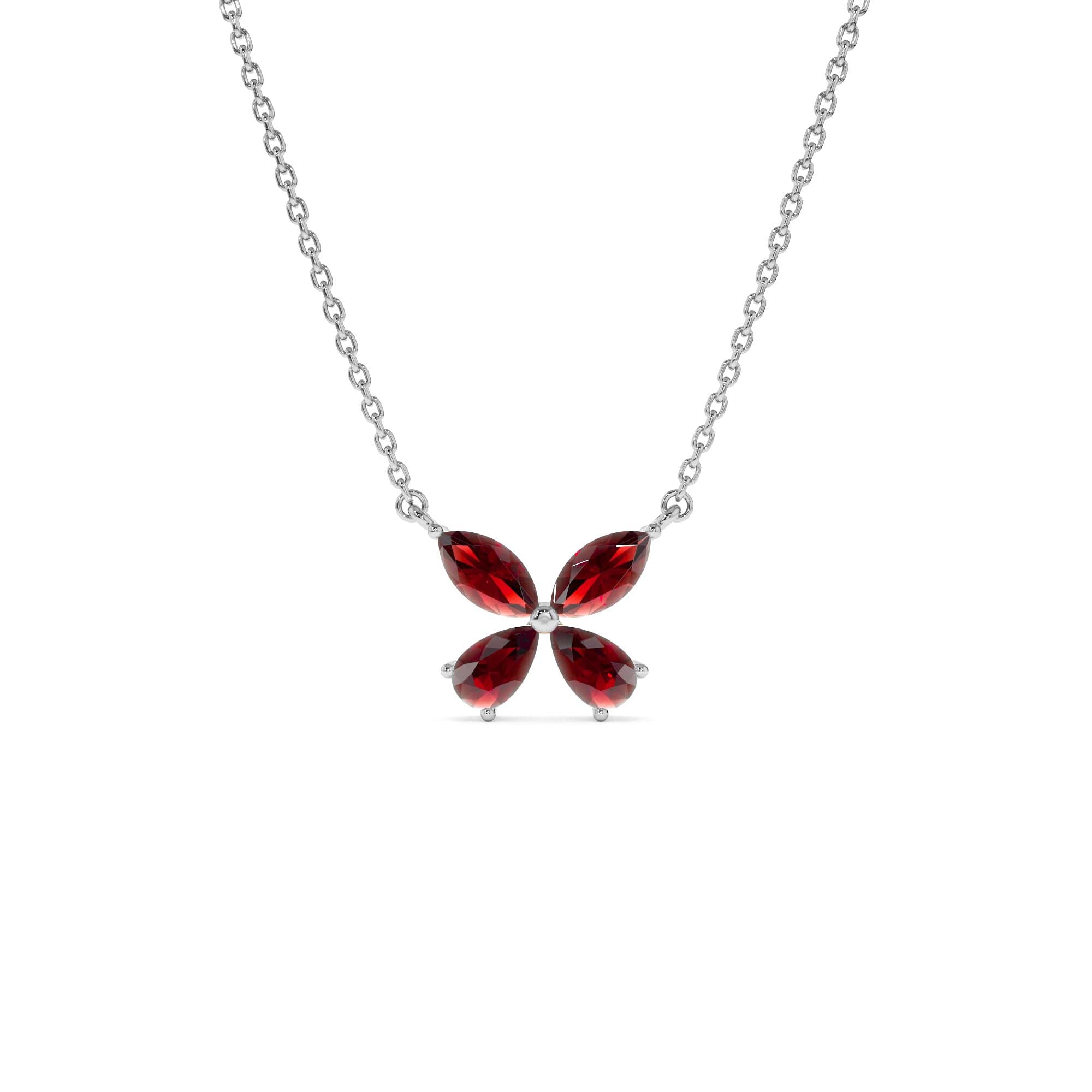 14K Gold Garnet Butterfly Necklace - view 2