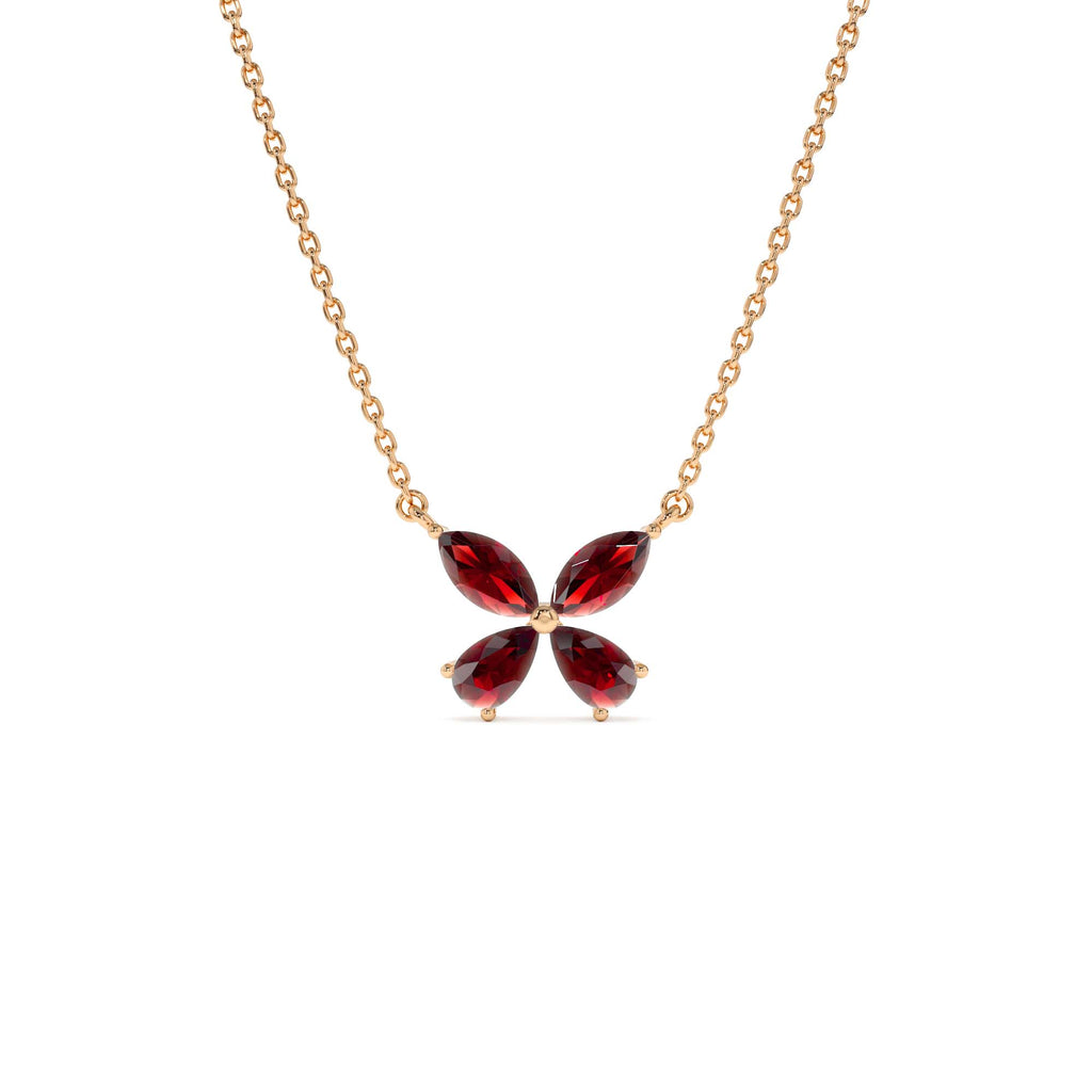 14K Gold Garnet Butterfly Necklace - view 3
