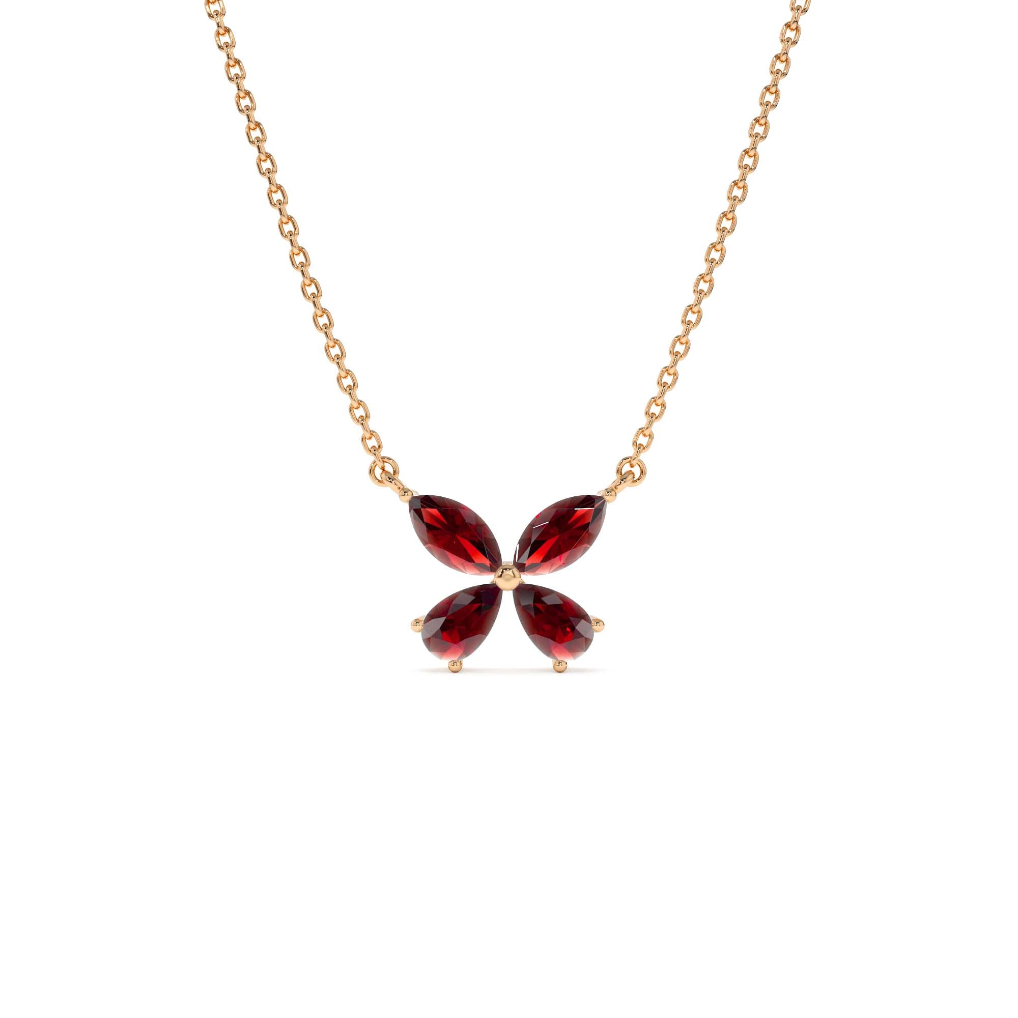 14K Gold Garnet Butterfly Necklace - view 3