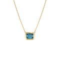 14K Gold 1.25 ctw Emerald Cut Bezel Setting Blue Topaz by Orlina Fine
