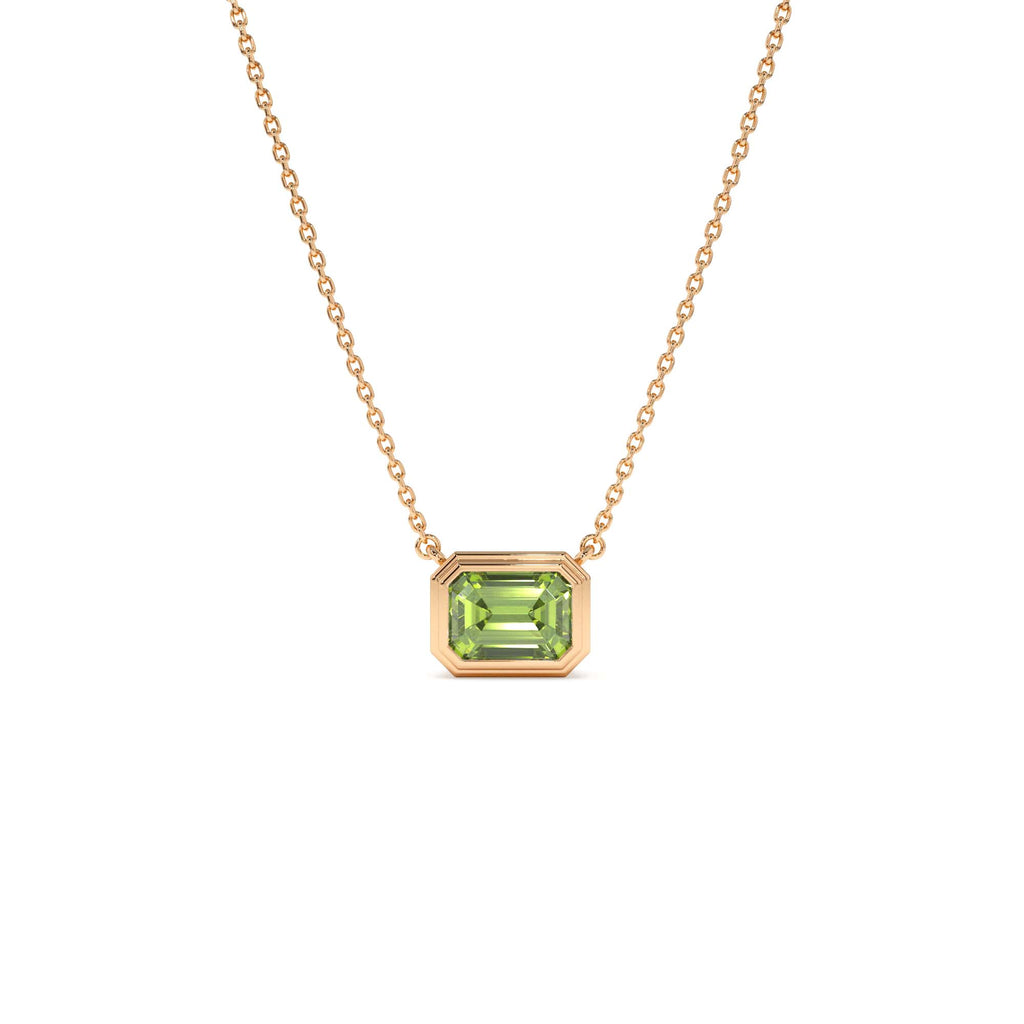 14K Gold 1.15 ctw Emerald Cut Bezel Setting Peridot - view 2