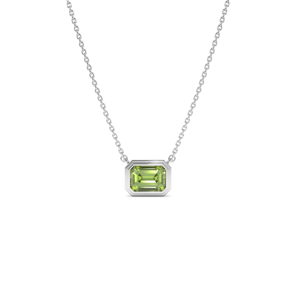 14K Gold 1.15 ctw Emerald Cut Bezel Setting Peridot - view 3