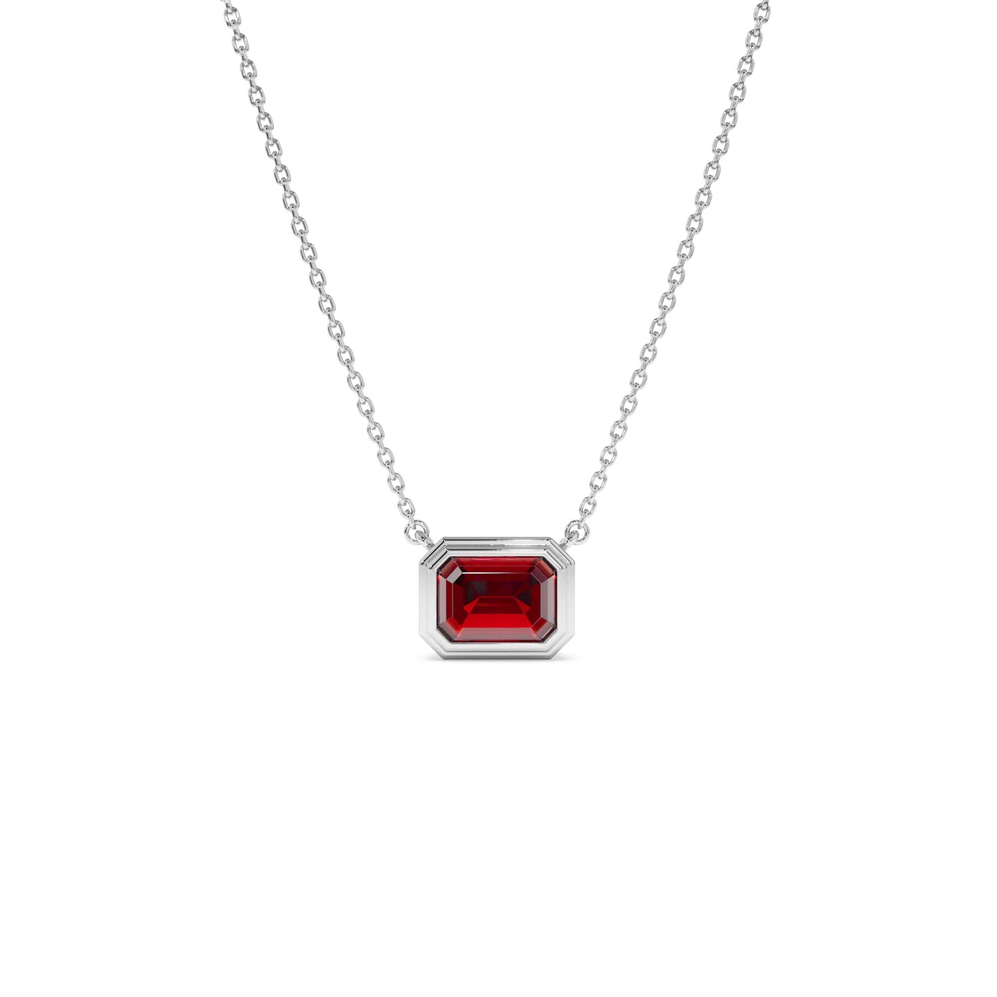 14K Gold 0.95 ctw Emerald Cut Bezel Setting Garnet - view 3