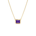 14K Gold 0.95 ctw Emerald Cut Bezel Setting Amethyst by Orlina Fine