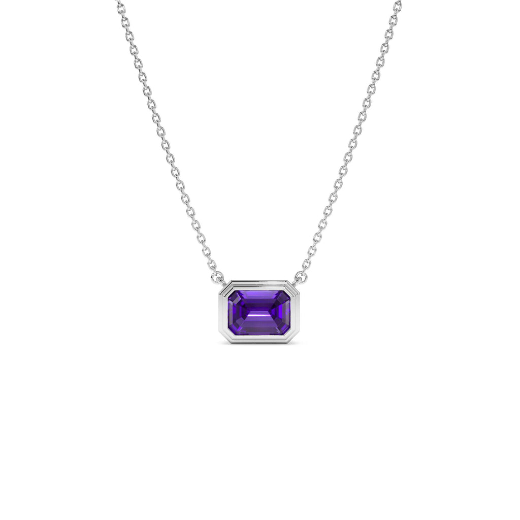 14K Gold 0.95 ctw Emerald Cut Bezel Setting Amethyst - view 3