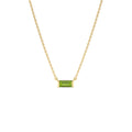 14Kt Gold Baguette Peridot Dainty Birthstone Necklace by Orlina Fine