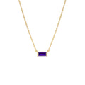 14Kt Gold Baguette Amethyst Dainty Birthstone Necklace by Orlina Fine
