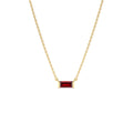 14Kt Gold Baguette Garnet Dainty Birthstone Necklace by Orlina Fine