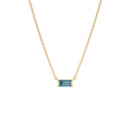 14Kt Gold Baguette London Blue Topaz Dainty Birthstone Necklace by Orlina Fine