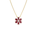 14K Gold Garnet Flower Necklace by Orlina Fine