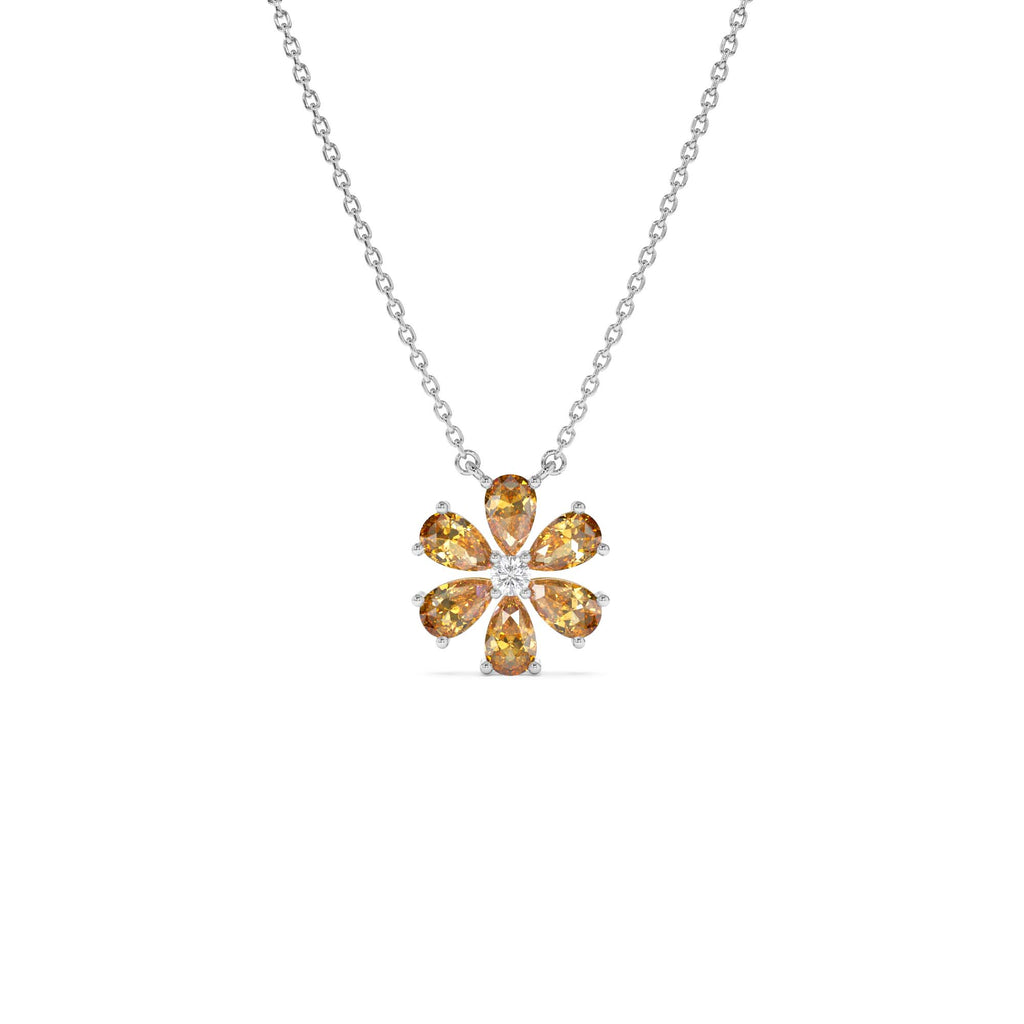 14K Gold Citrine Flower Necklace - view 2
