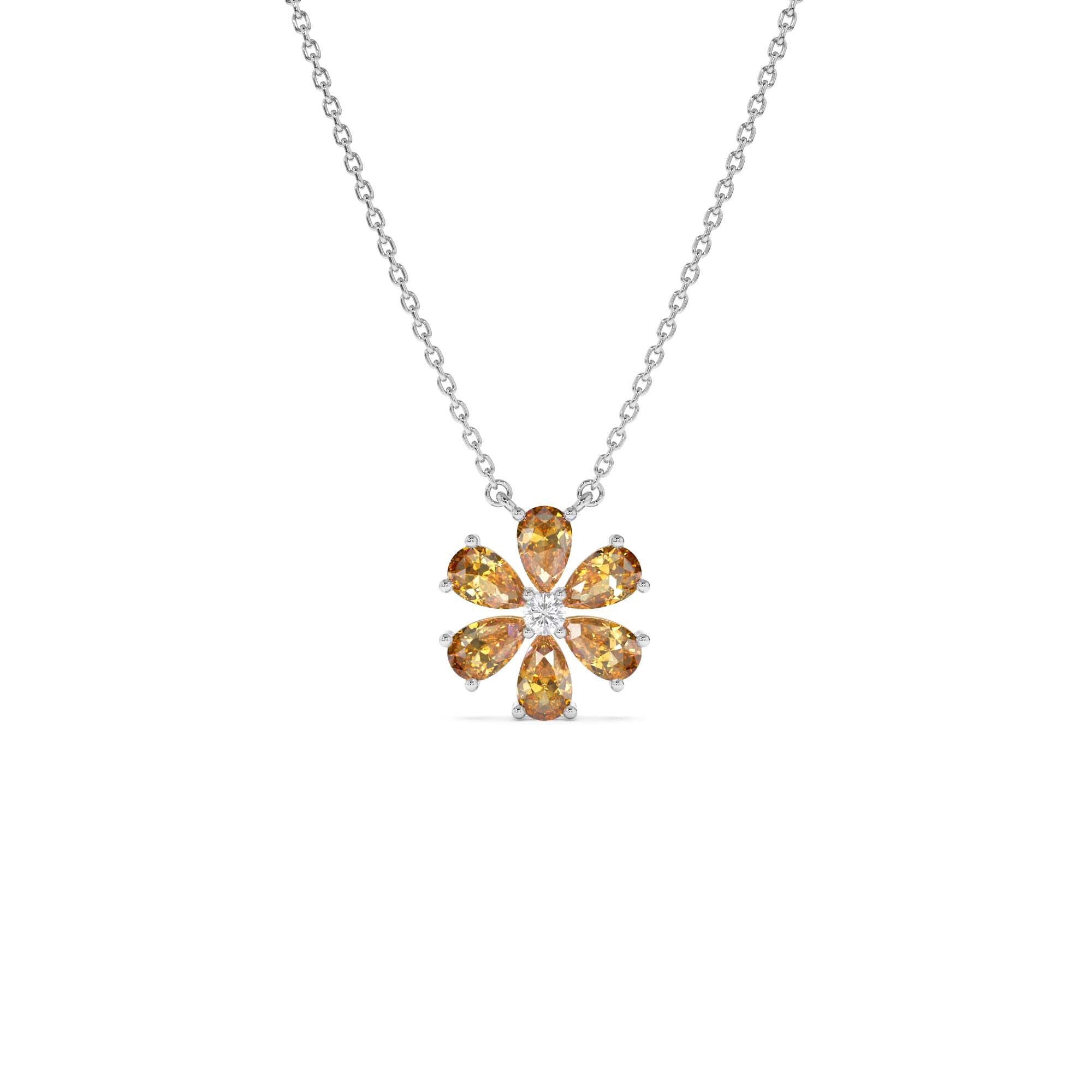 14K Gold Citrine Flower Necklace - view 2