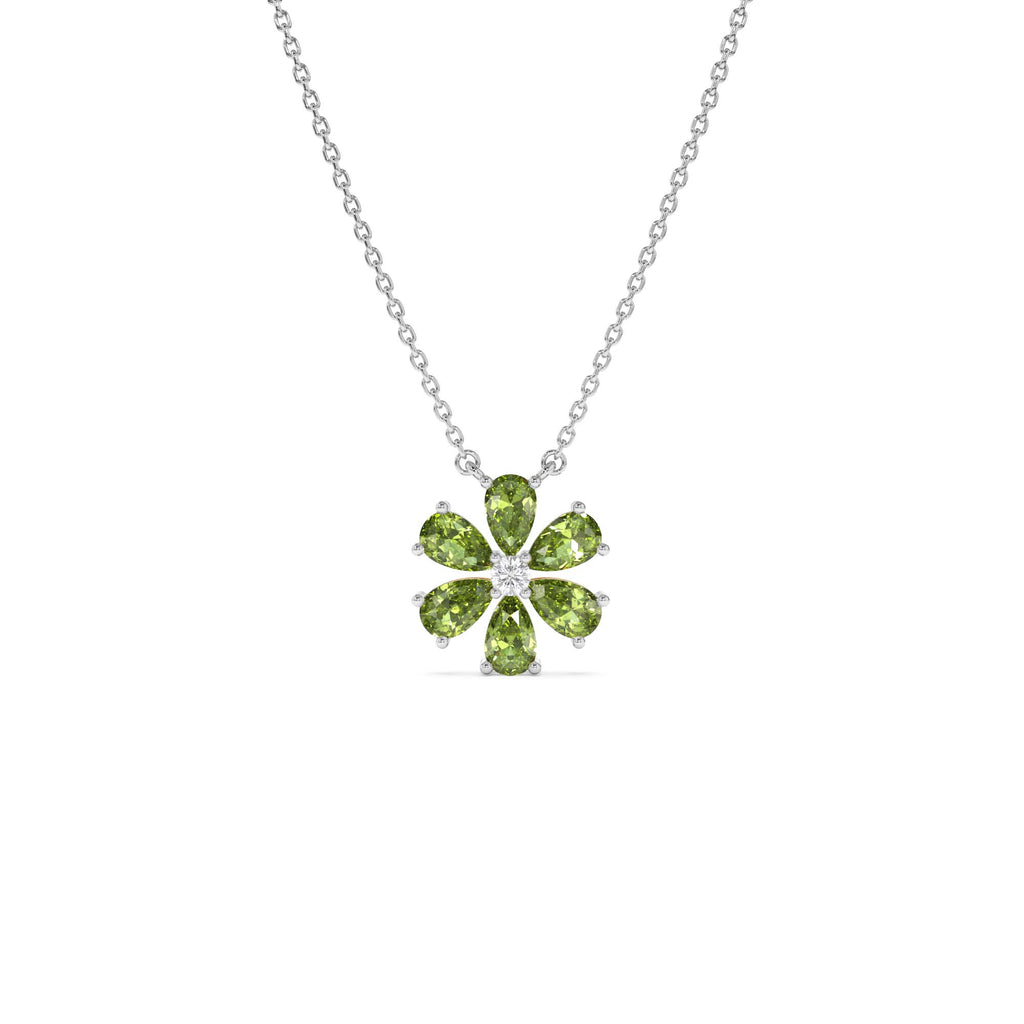 14K Gold Peridot Flower Necklace - view 3