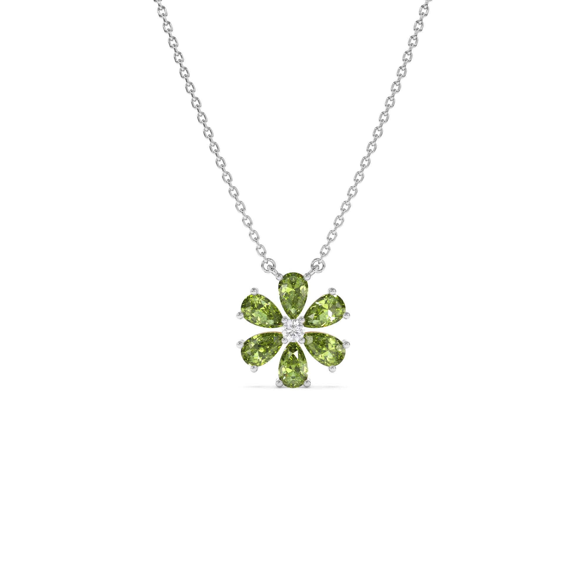 14K Gold Peridot Flower Necklace - view 3
