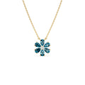 14K Gold London Blue Topaz Flower Necklace by Orlina Fine