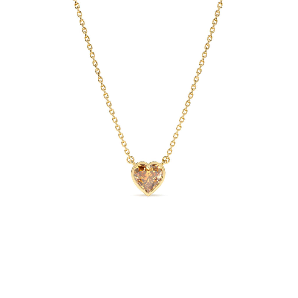 14K Gold Heart Shaped Citrine Layering Necklace by Orlina Fine