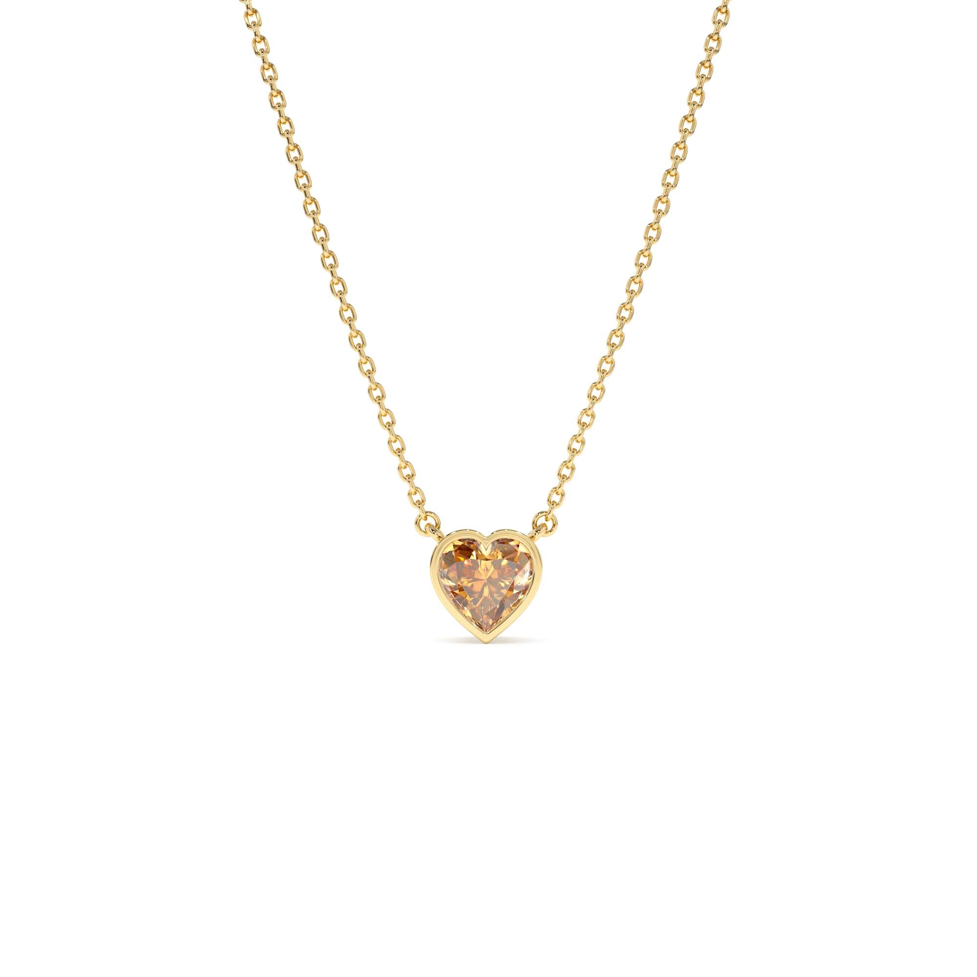 14K Gold Heart Shaped Citrine Layering Necklace by Orlina Fine
