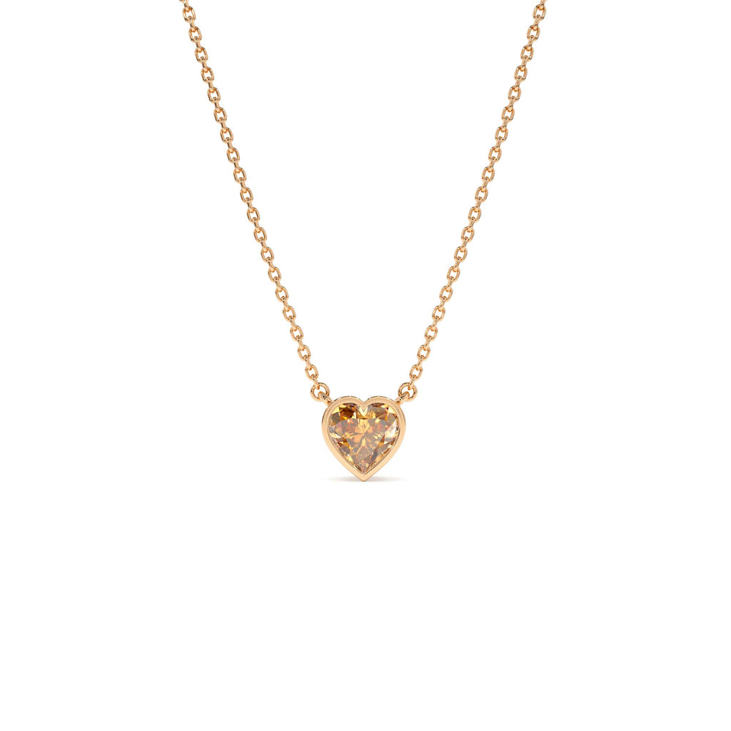 14K Gold Heart Shaped Citrine Layering Necklace - view 2