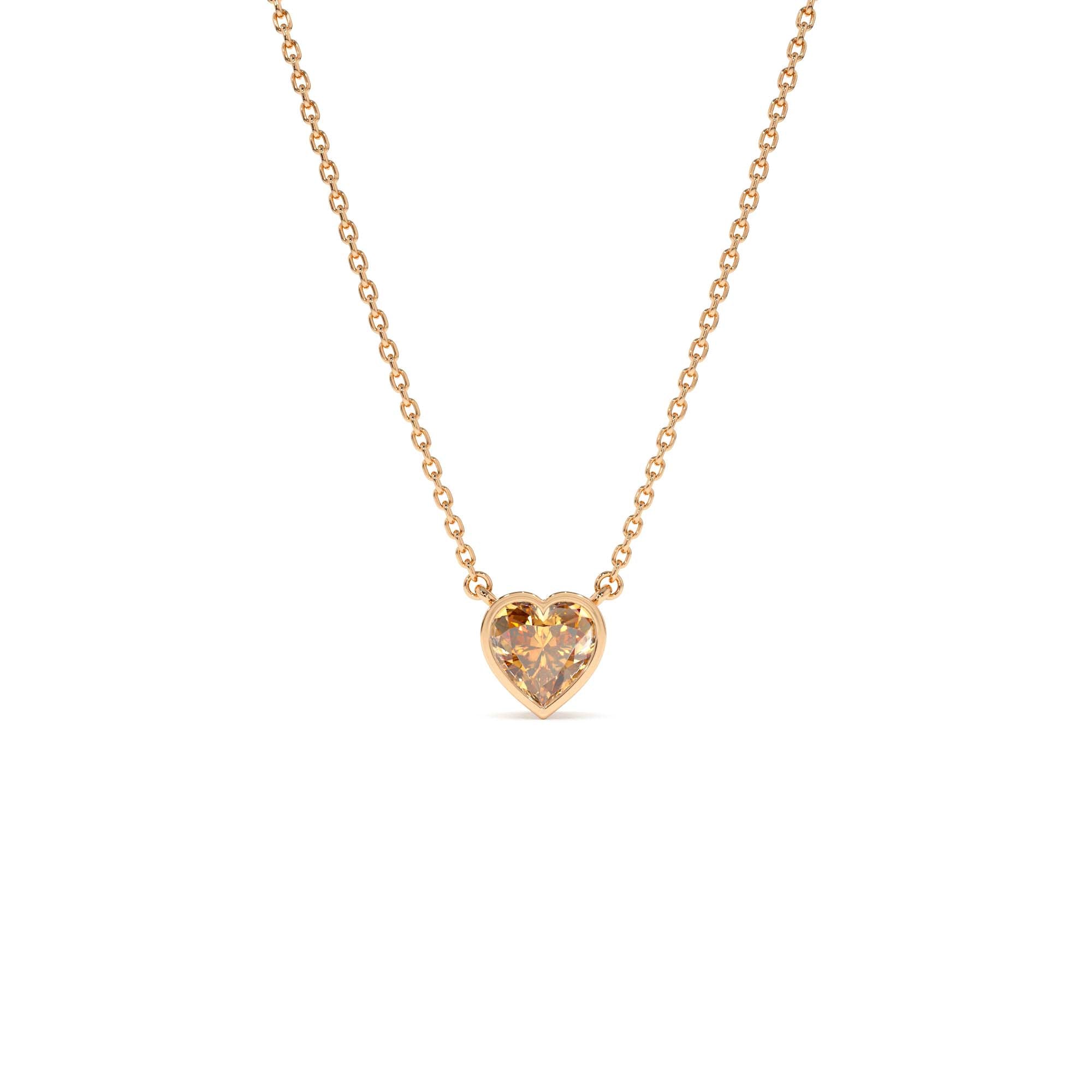 14K Gold Heart Shaped Citrine Layering Necklace - view 2