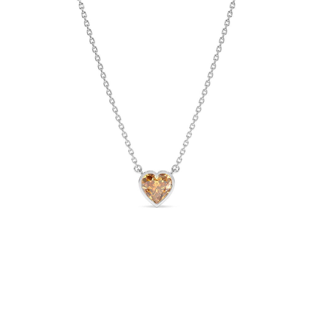14K Gold Heart Shaped Citrine Layering Necklace - view 3
