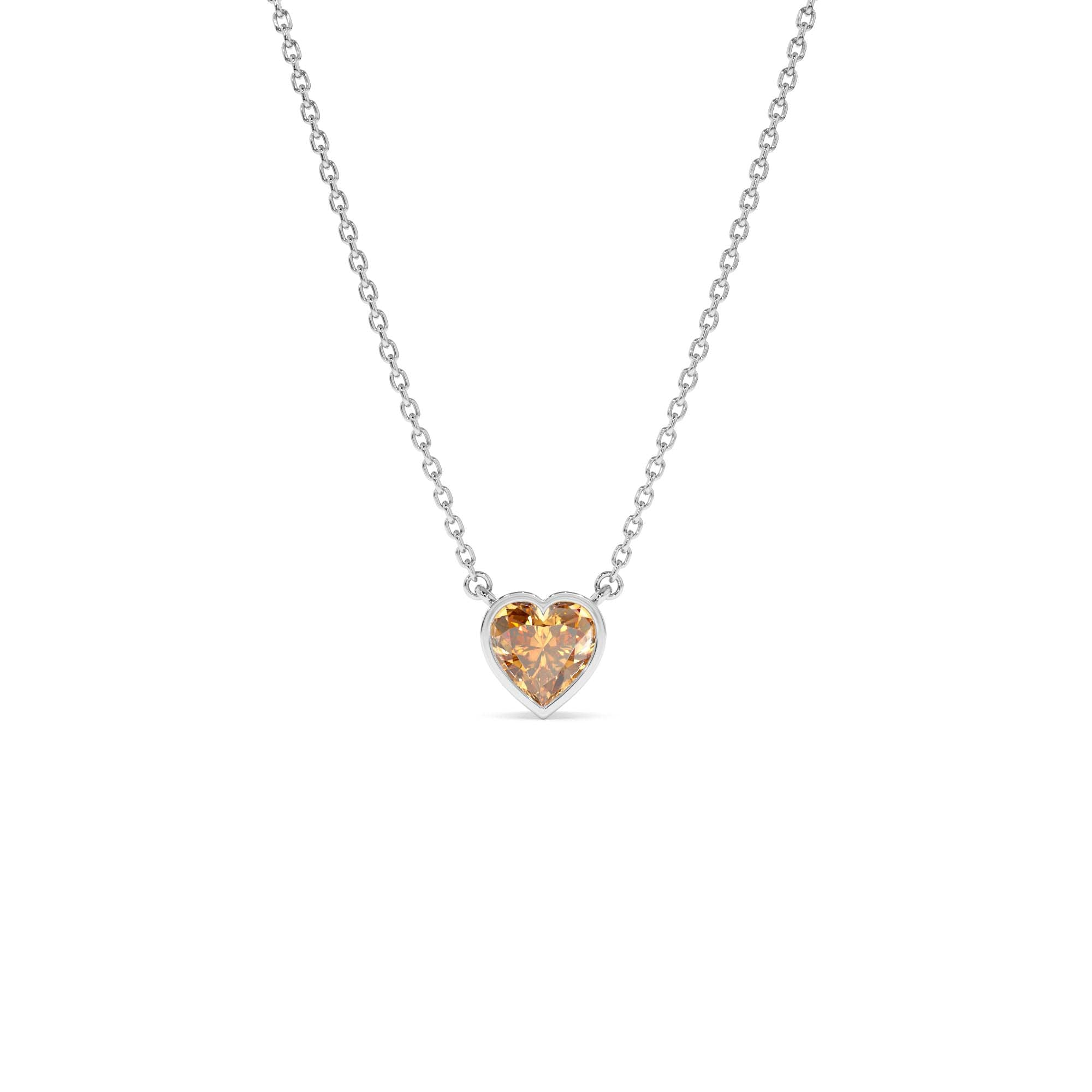 14K Gold Heart Shaped Citrine Layering Necklace - view 3