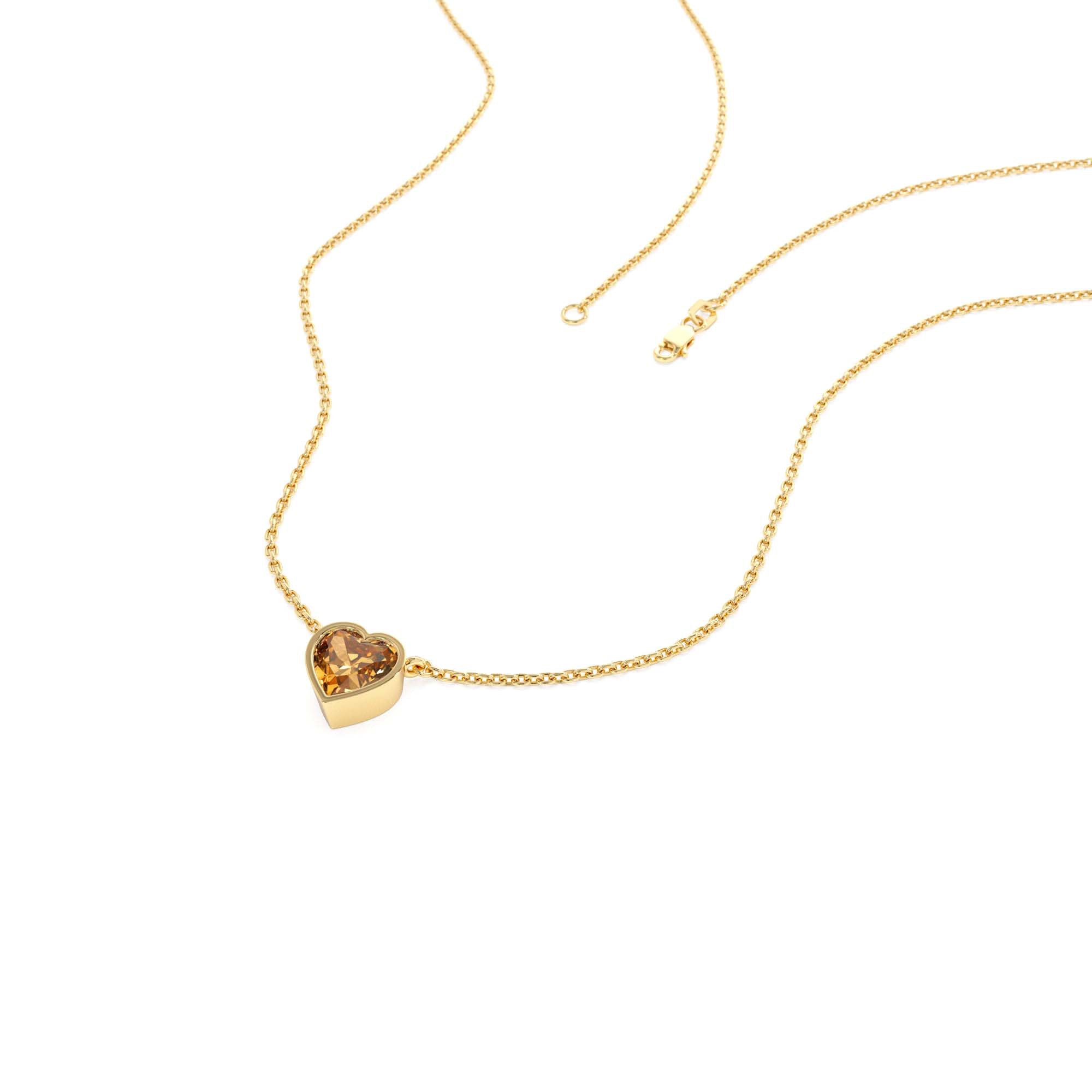 14K Gold Heart Shaped Citrine Layering Necklace - view 4