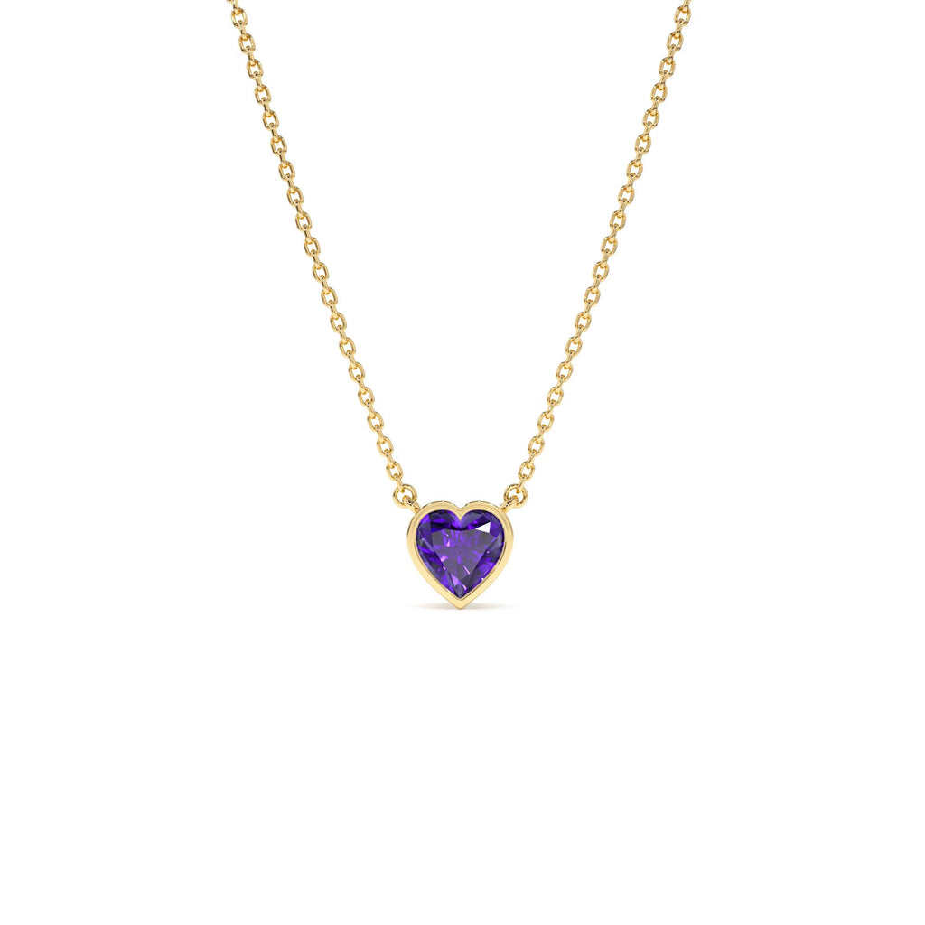14K Gold Heart Shaped Amethyst Layering Necklace by Orlina Fine