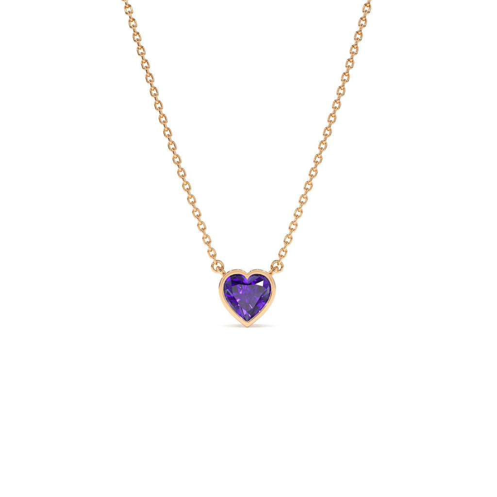 14K Gold Heart Shaped Amethyst Layering Necklace - view 2