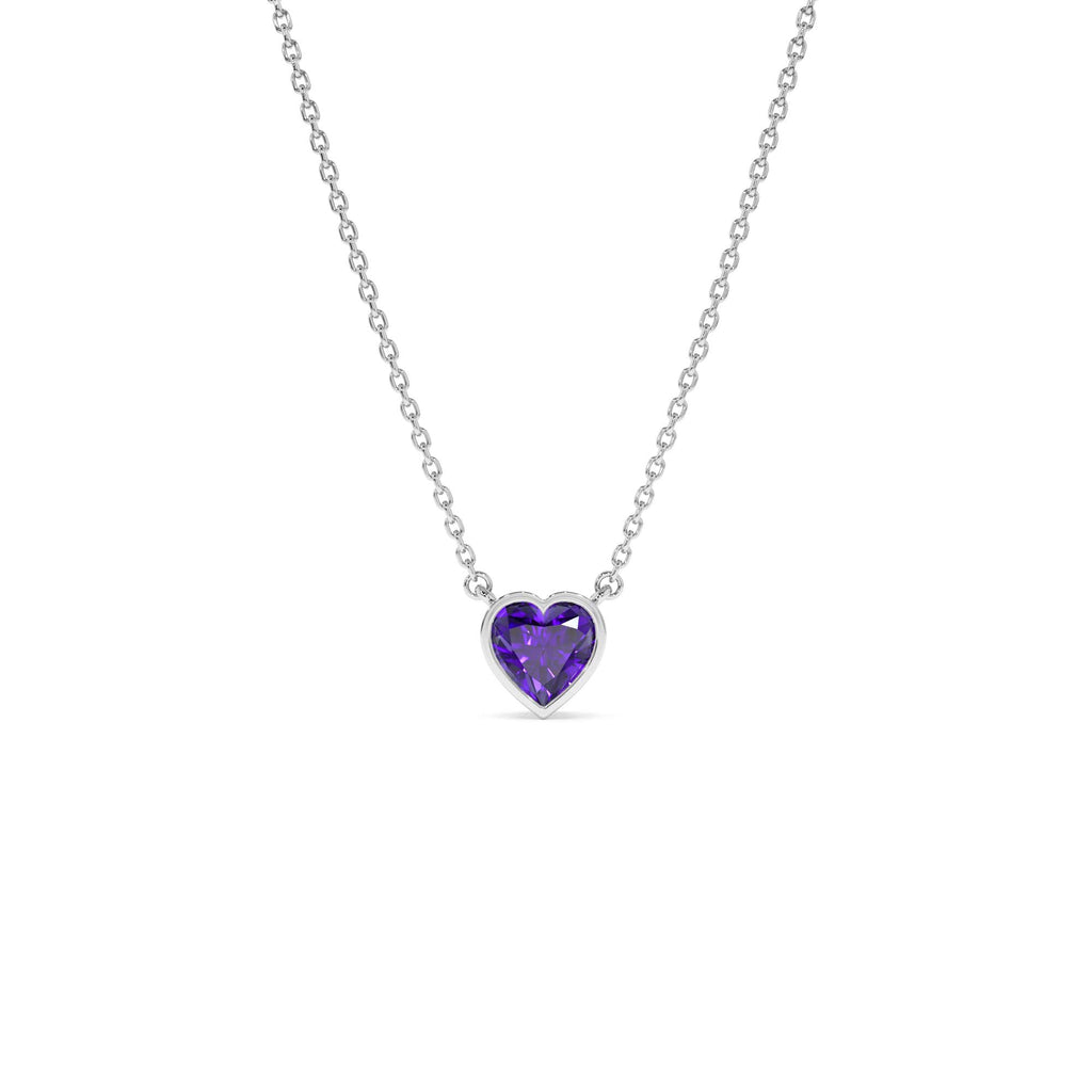 14K Gold Heart Shaped Amethyst Layering Necklace - view 3