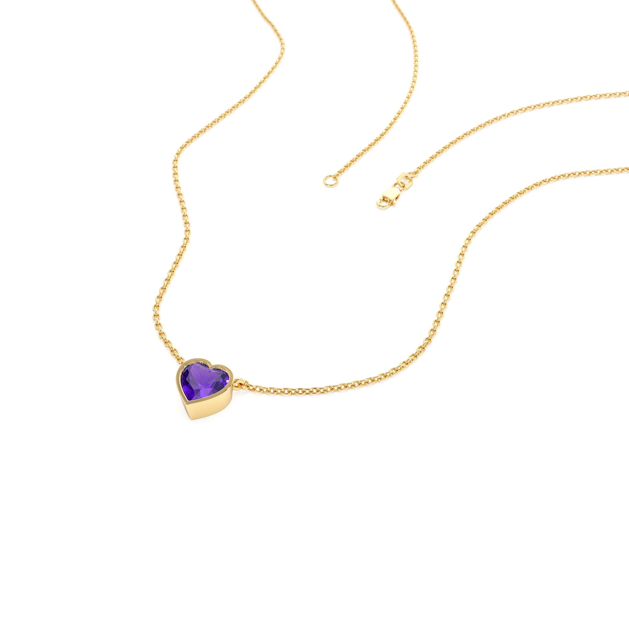 14K Gold Heart Shaped Amethyst Layering Necklace - view 4