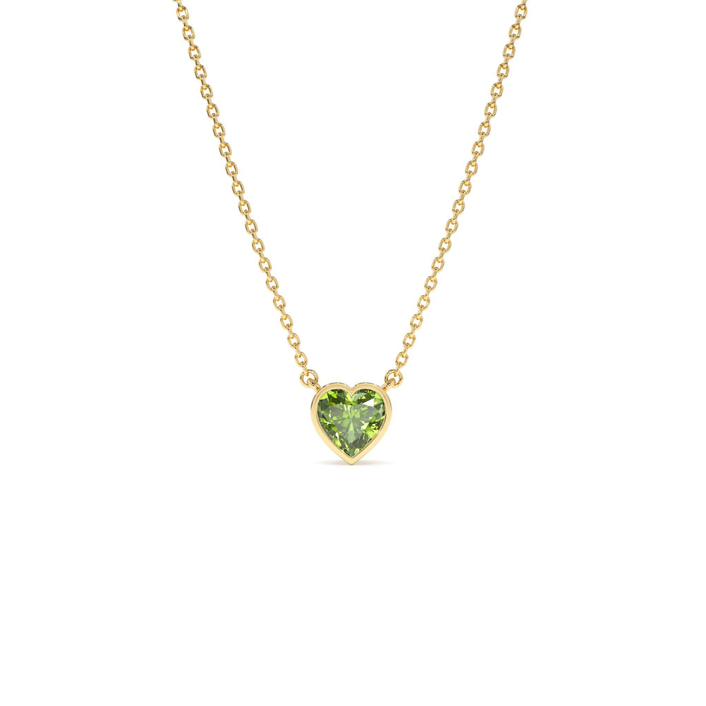 14K Gold Heart Shaped Peridot Layering Necklace by Orlina Fine