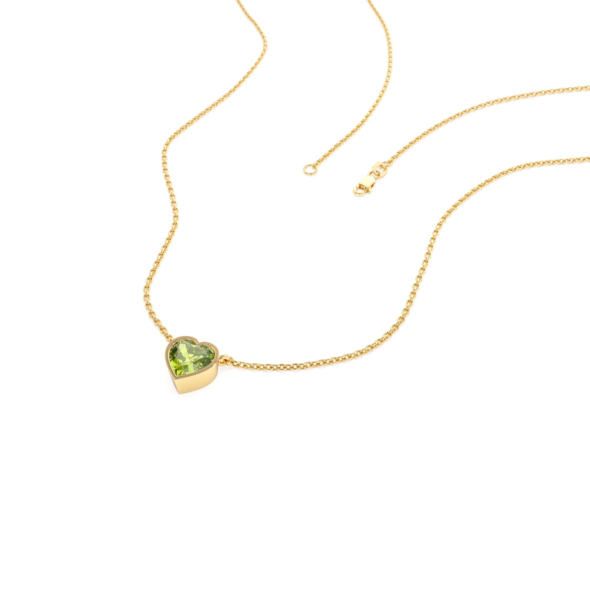 14K Gold Heart Shaped Peridot Layering Necklace - view 2