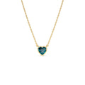 14K Gold Heart Shaped London Blue Topaz Layering Necklace by Orlina Fine