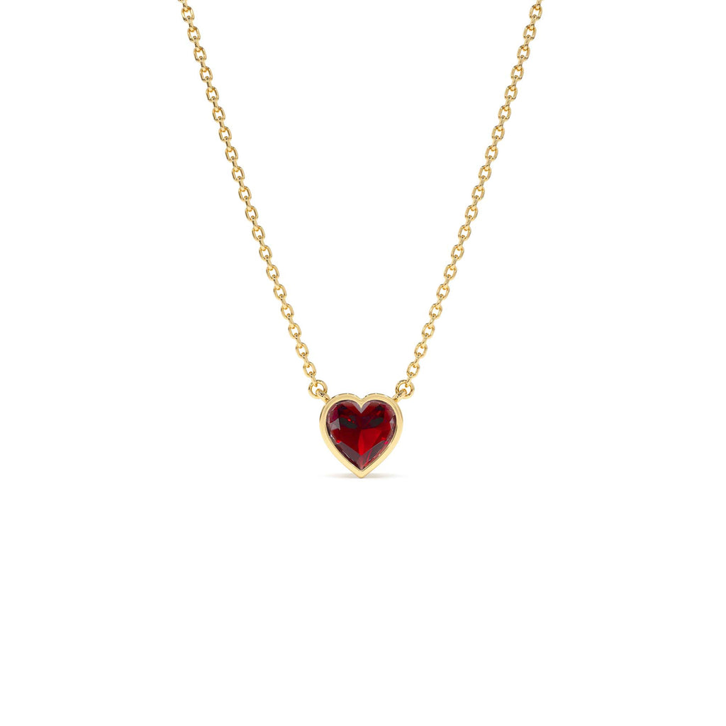 14K Gold Heart Shaped Garnet Layering Necklace by Orlina Fine