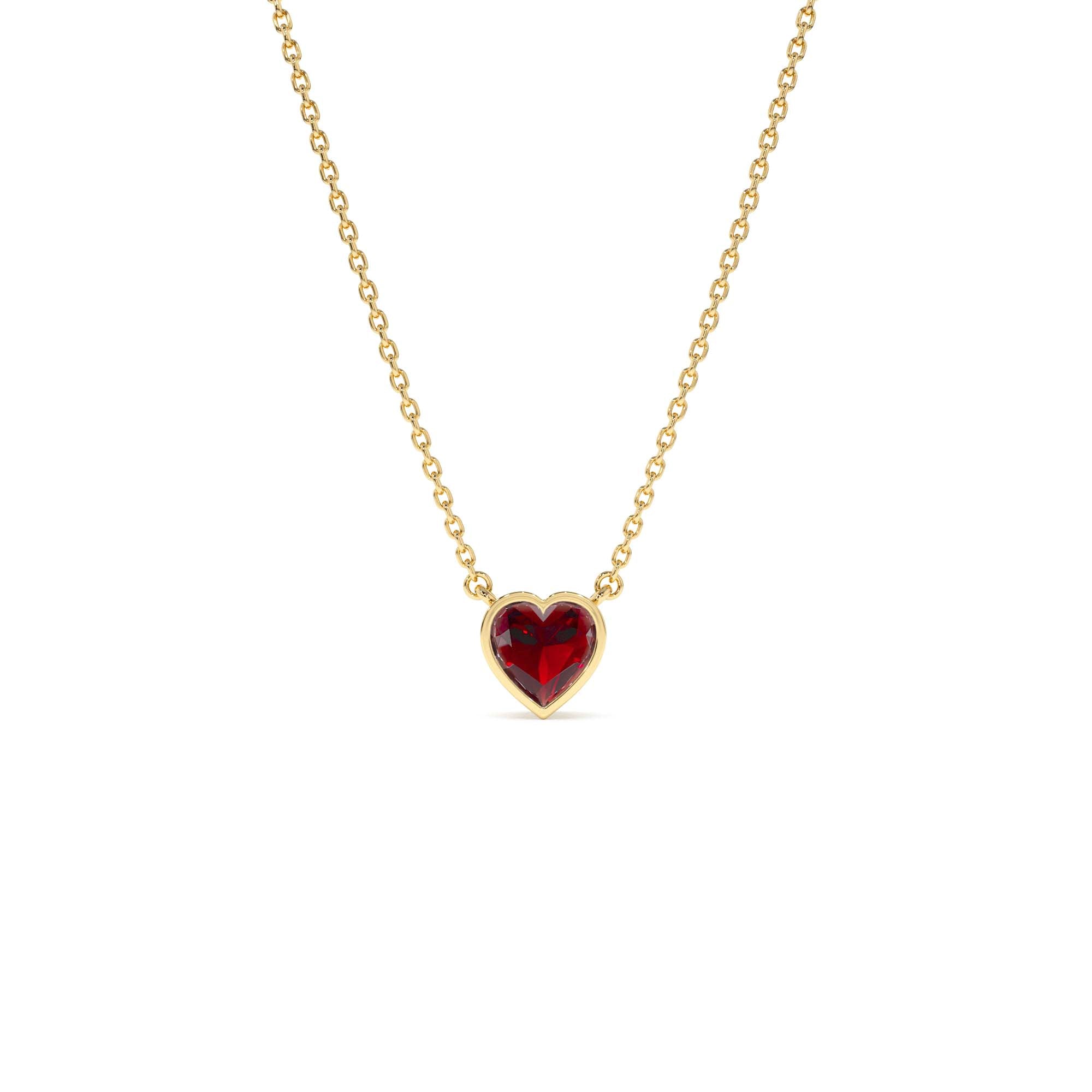 14K Gold Heart Shaped Garnet Layering Necklace by Orlina Fine