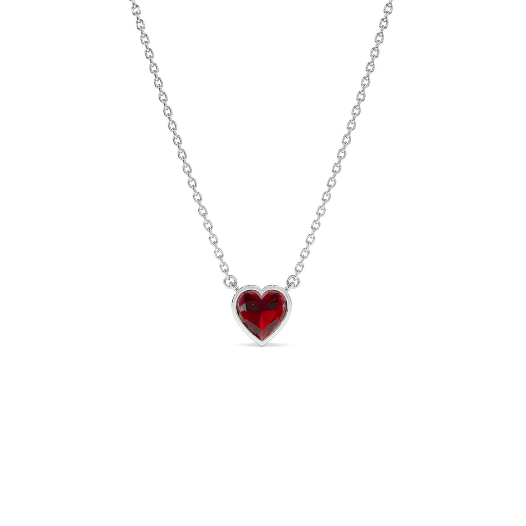 14K Gold Heart Shaped Garnet Layering Necklace - view 2