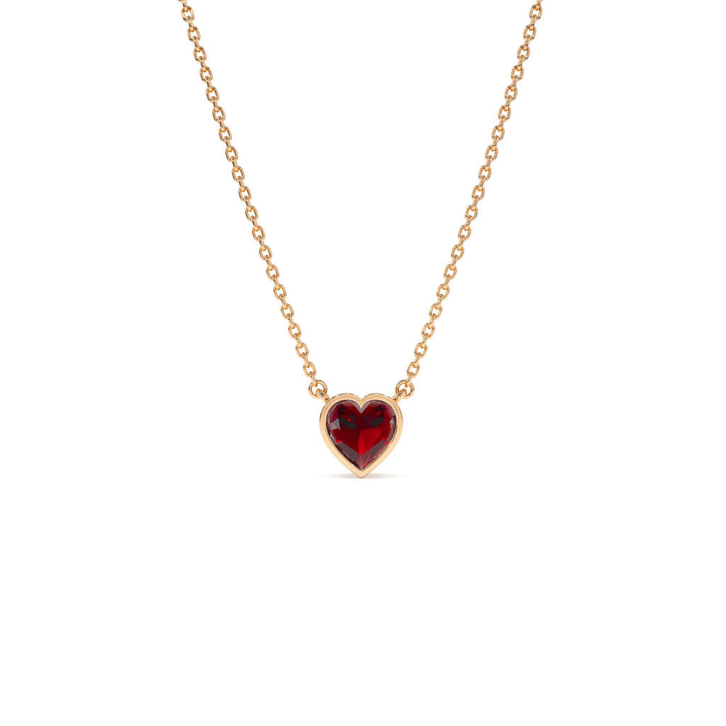 14K Gold Heart Shaped Garnet Layering Necklace - view 3