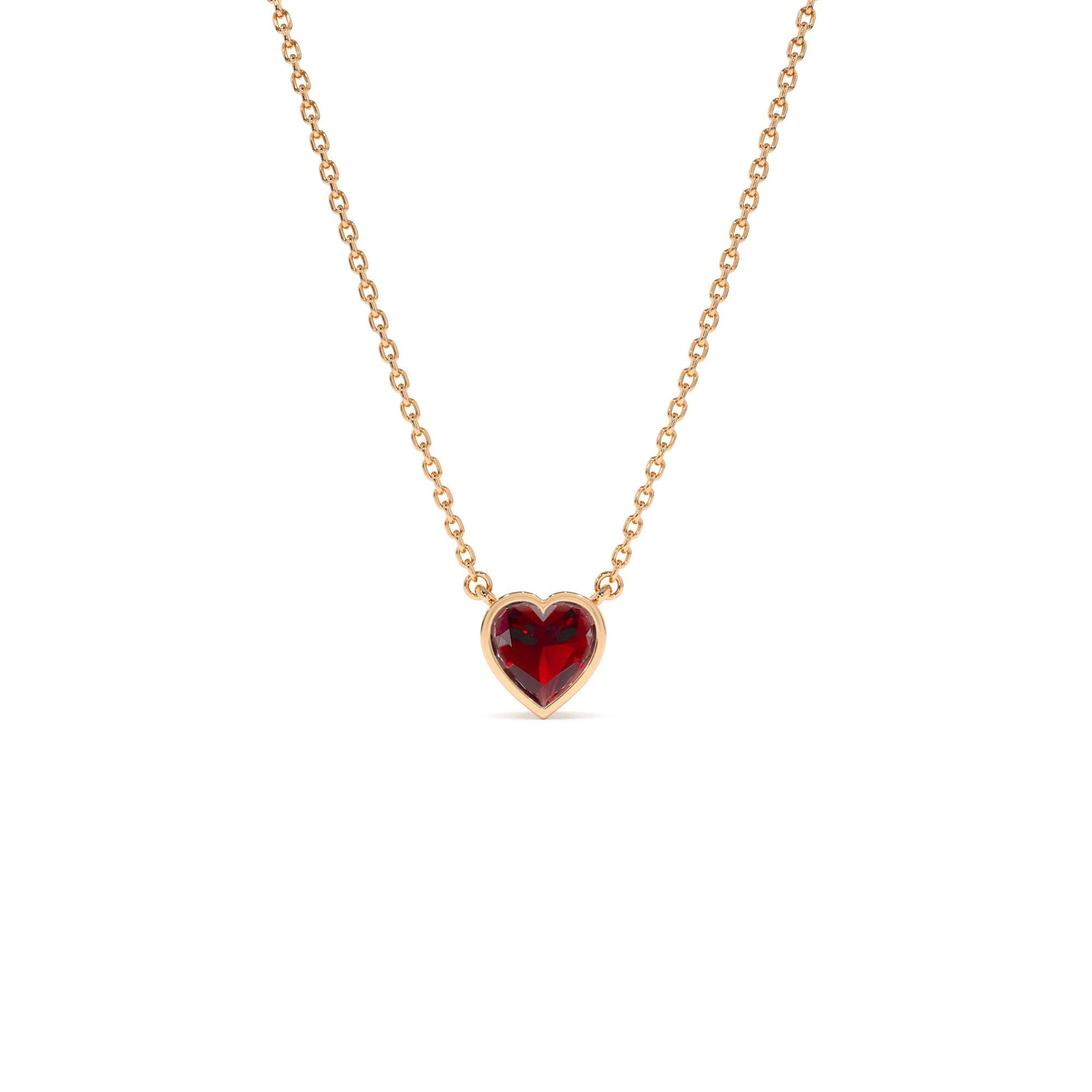 14K Gold Heart Shaped Garnet Layering Necklace - view 3
